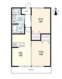 Ange town 1階2DKの間取り