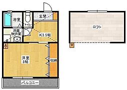 Kate神埼駅前 2階1Kの間取り