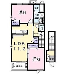 ヴィラ・ボーテ 2階2LDKの間取り