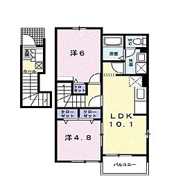 メゾンマーベラスB 2LDKの間取図画像