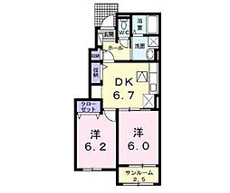 アトレ神埼1 2DKの間取図画像