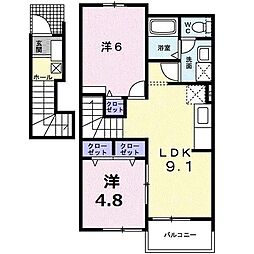 アヴェニールA 2LDKの間取図画像