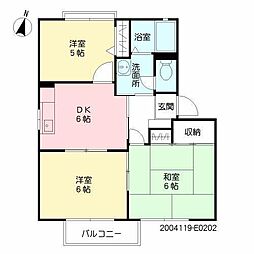 セントラルグレイスA 3DKの間取図画像