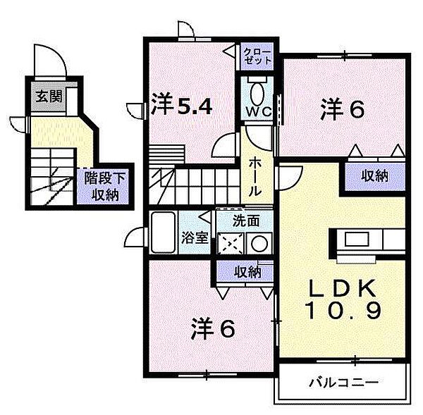 リジェール 8号館204｜佐賀県神埼市千代田町下西(賃貸アパート3LDK・2階・69.55㎡)の写真 その2