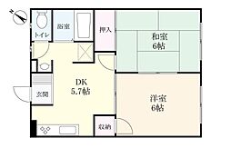 リベルテ白石A 2DKの間取図画像