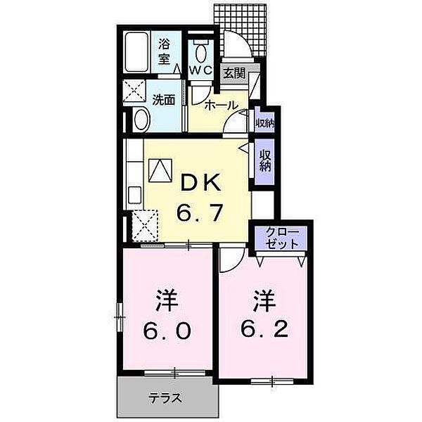 サンライフ上峰 II102｜佐賀県三養基郡上峰町大字坊所(賃貸アパート2DK・1階・45.82㎡)の写真 その2