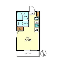 JR中央線 高円寺駅 徒歩5分の賃貸アパート 2階ワンルームの間取り