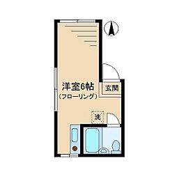 東京メトロ丸ノ内線 中野坂上駅 徒歩7分の賃貸アパート 2階ワンルームの間取り