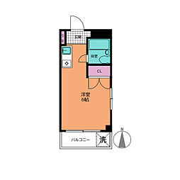 JR総武線 東中野駅 徒歩3分の賃貸マンション 3階ワンルームの間取り
