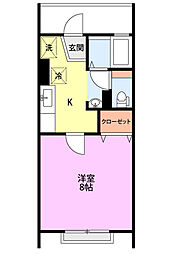 プリムローズ 1Kの間取図画像