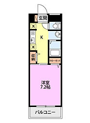 パンシオン空港西 1Kの間取図画像
