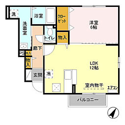 クリプトンB 1LDKの間取図画像