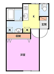 ハイツ牡丹山 1Kの間取図画像