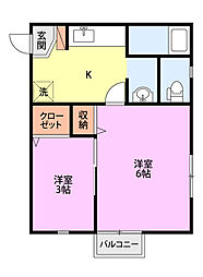 ピジョンB 2Kの間取図画像