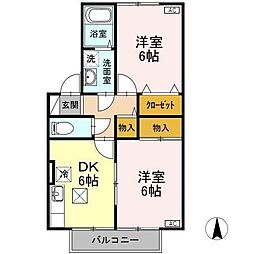 ウェンディハウスB 2DKの間取図画像