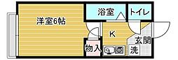 アップルハウス青山2 1Kの間取図画像