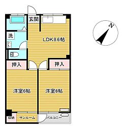 日盛ビル 2LDKの間取図画像