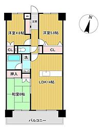 コア・ライフ山手 3LDKの間取図画像