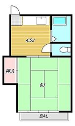 コーポすずき 1DKの間取図画像