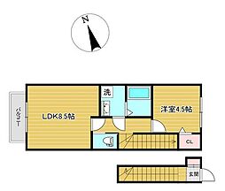 リアーレ荒巻神明 1LDKの間取図画像