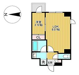APPLE原町 1LDKの間取図画像