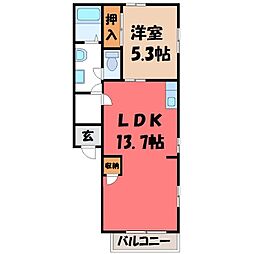 第2メゾンサンフラワー 1LDKの間取図画像
