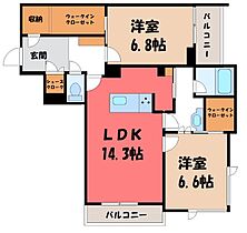 グラン  和  ｜ 栃木県宇都宮市塙田4丁目（賃貸マンション2LDK・3階・75.02㎡） その2