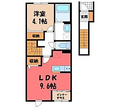 (仮)スターテラスII下岡本町新築アパート 2階1LDKの間取り