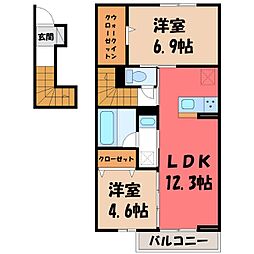 TORISIASメソン B 2LDKの間取図画像