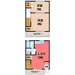 益子ハイツ 2LDKの間取図画像