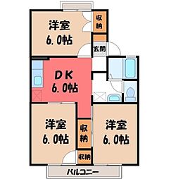 ハイツ南西原A 3DKの間取図画像
