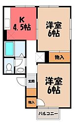 セジュール菅沼1 2Kの間取図画像