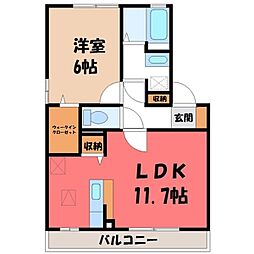リビングタウン横田新町A 1LDKの間取図画像