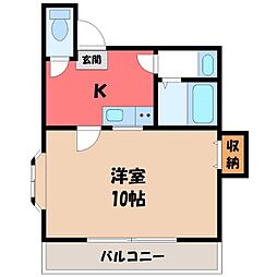 銀河ビル 1Kの間取図画像