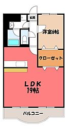 NARABU六番館 1LDKの間取図画像