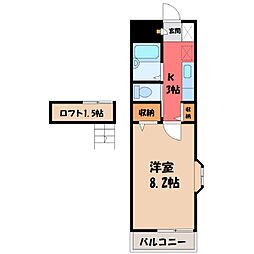 くれよんハウス 1Kの間取図画像