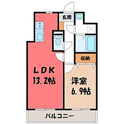 リバーサイド天神 1LDKの間取図画像