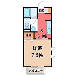 グラバーティーハイツしらさぎ 1Kの間取図画像