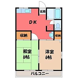 ドミールB 2DKの間取図画像