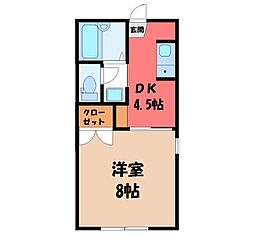 パークサイド厚木D棟 1DKの間取図画像