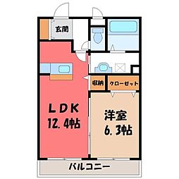 シャルマン・テール 1LDKの間取図画像