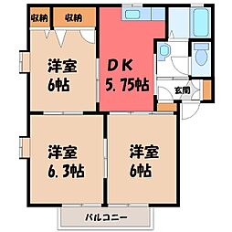 メゾン・ド・黒川B 3DKの間取図画像