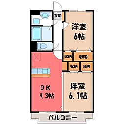 Y&Mメヌエット 2DKの間取図画像