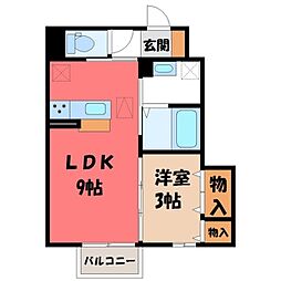 ステラコート若草A 1LDKの間取図画像