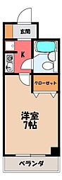 ライオンズマンション宇都宮一番町 1Kの間取図画像