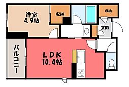 グランモード伝馬町 1LDKの間取図画像