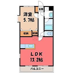 ハリーグレイス鶴田 1LDKの間取図画像