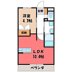 イーストヒルズ宿郷 1LDKの間取図画像