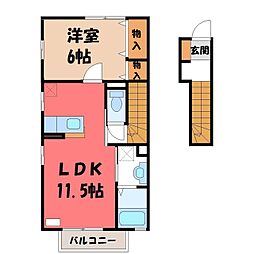 ヴィラ・ウッズ 1LDKの間取図画像