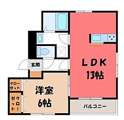 オアーゼA 1LDKの間取図画像